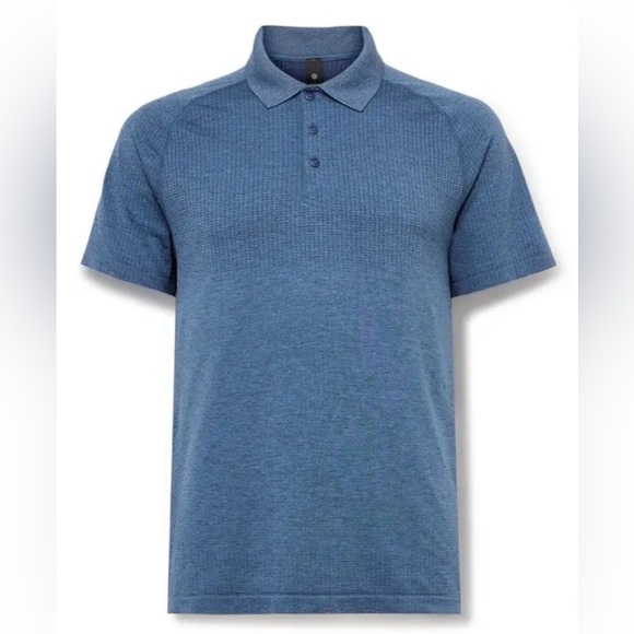 Lululemon Metal Vent Tech Polo Shirt Blue Heathered Men’s Large - Picture 2 of 8
